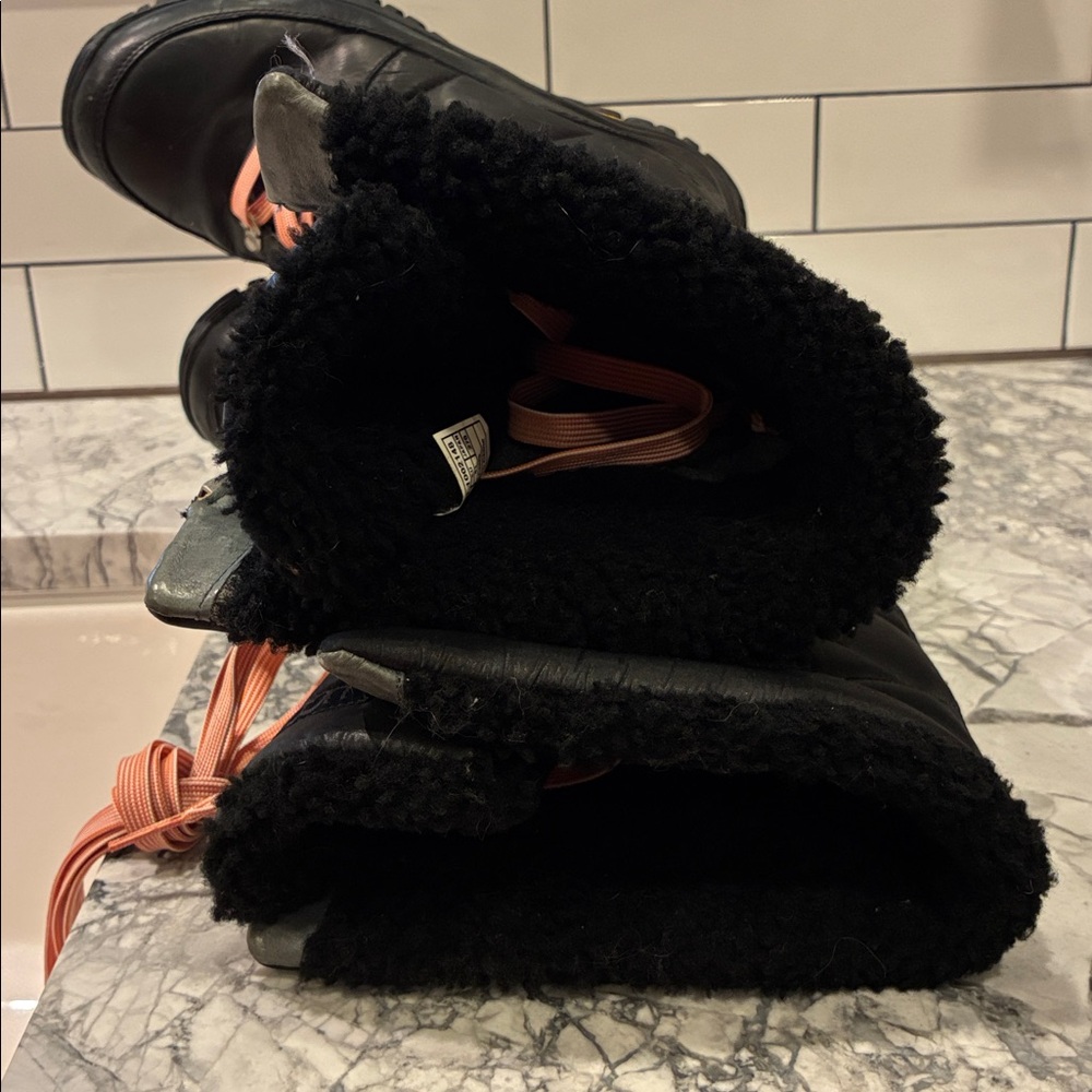 UGG Black Winter lined waterproof Lace-Up Boots  Pink XL long Laces 10m - Picture 6 of 12